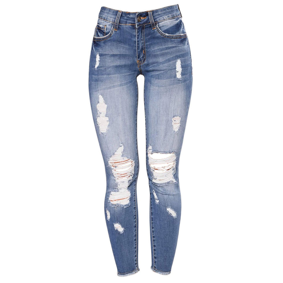 Thumbnail: Women's Butt-Lifting Ripped Overalls – Stretch Denim, Slim Fit, Casual Style