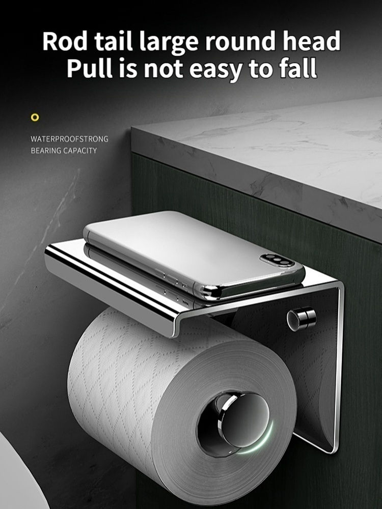 Thumbnail: Stainless Steel Paper Towel Holder – No-Drill Wall Mounted Kitchen Roll Rack