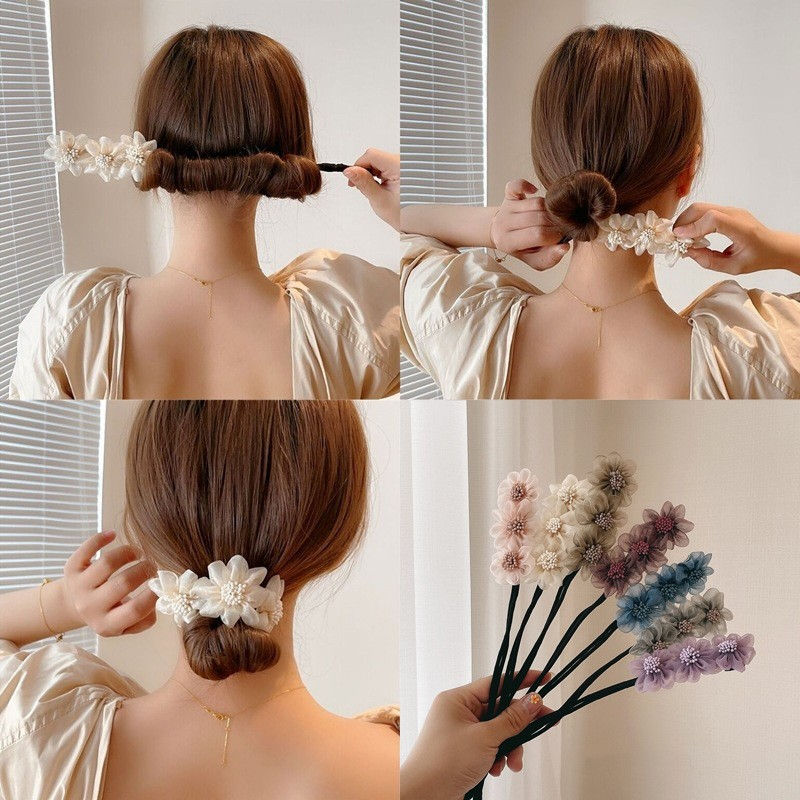 Thumbnail: Elegant Shell Pearl Hair Curler Bow Barrette – Vintage Braided Hair Accessory