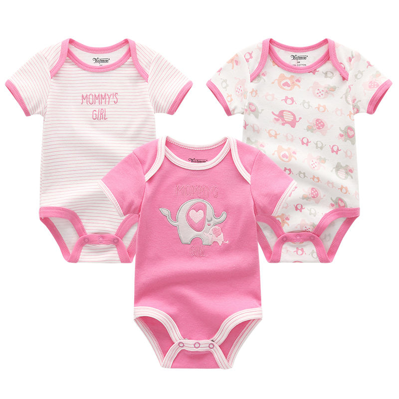 Thumbnail: 3PCS Unisex Baby Jumpsuit Set – Cotton Short Sleeve Summer Essentials
