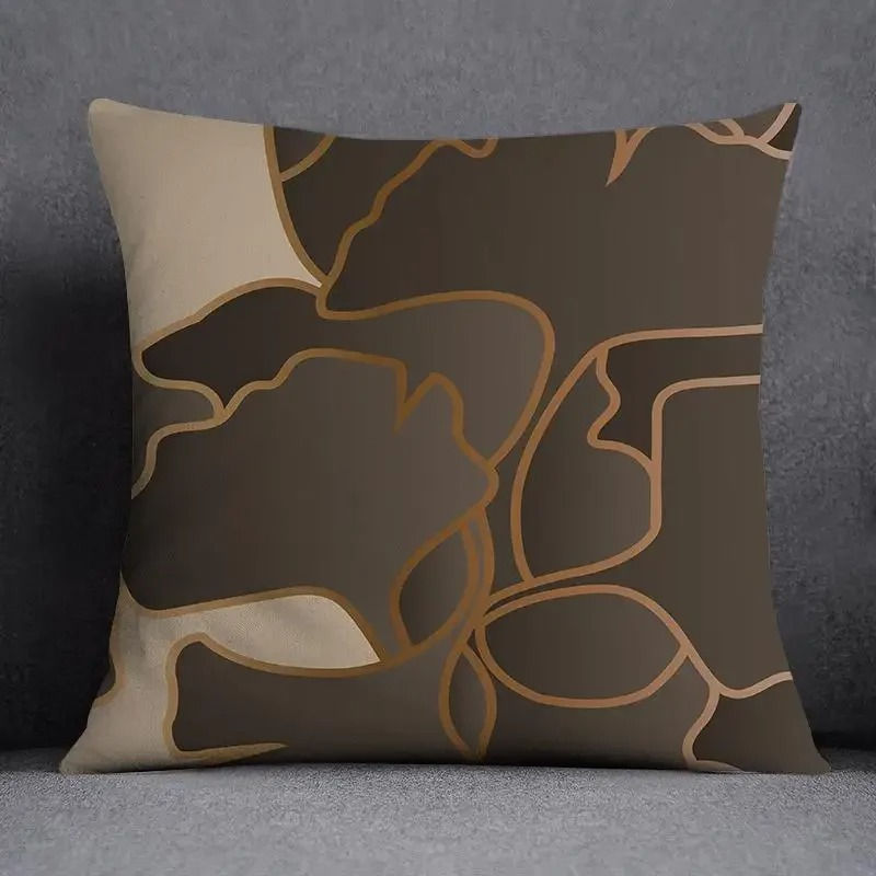 Thumbnail: Square Office Cushion Cover with Geometric Flower Print