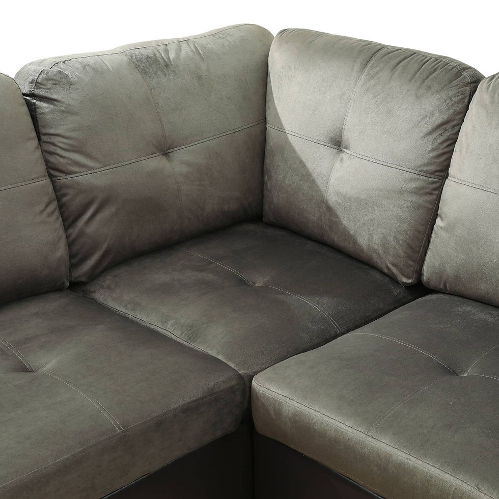 Thumbnail: Taupe Flannel and PVC 3-Piece Modular Sofa Set with X-Stitch Design