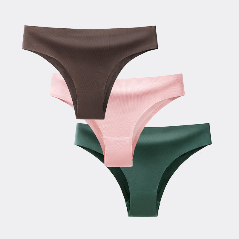 Thumbnail: 3pcs Women’s Seamless Sports G-String Panties Underwear Set
