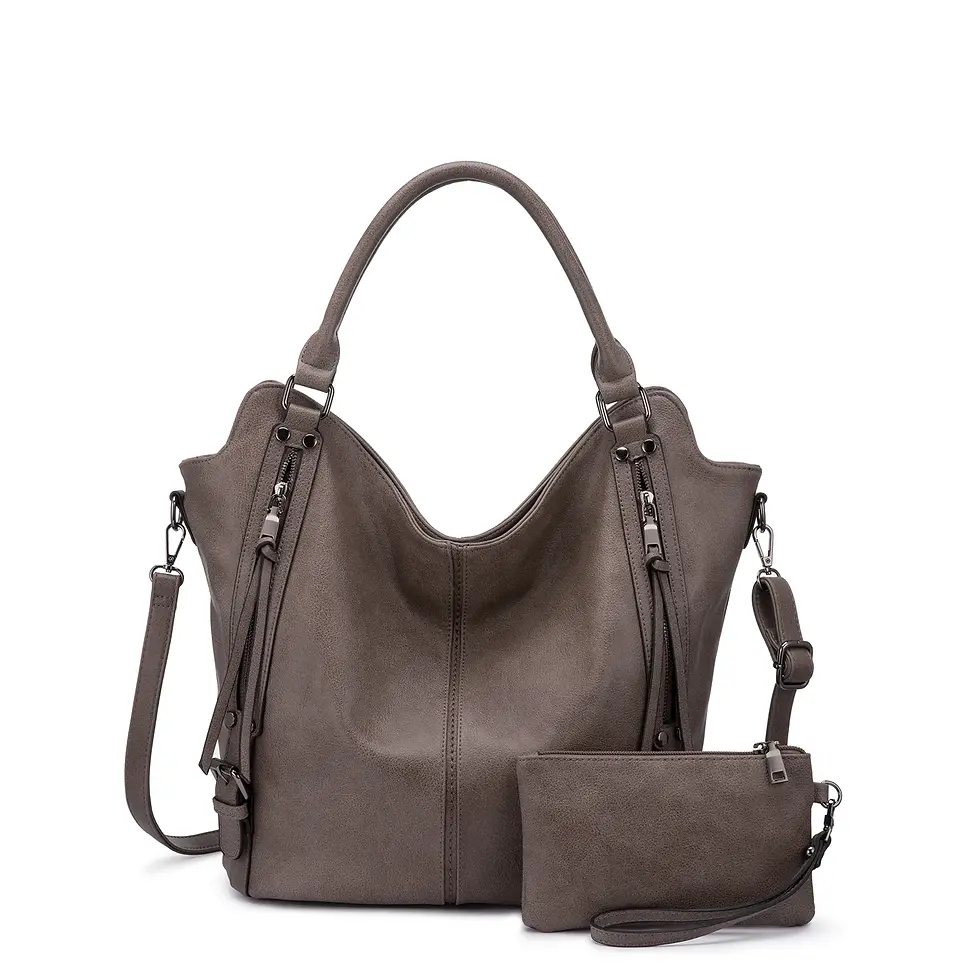 Thumbnail: 2‑Piece PU Leather Shoulder Bag Set – Retro Classic Hobo & Tote Handbags