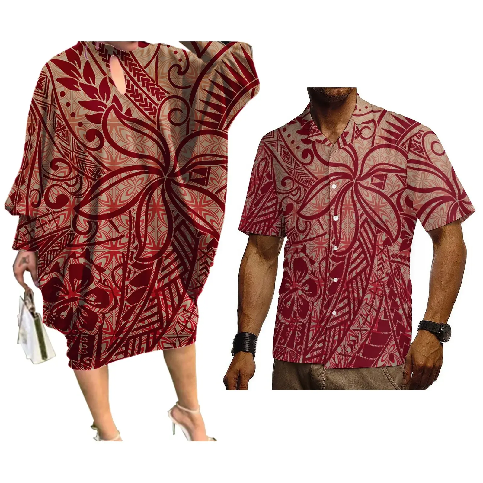 Couple Hawaiian Matching Outfit Plus Size Custom Summer Dress Set