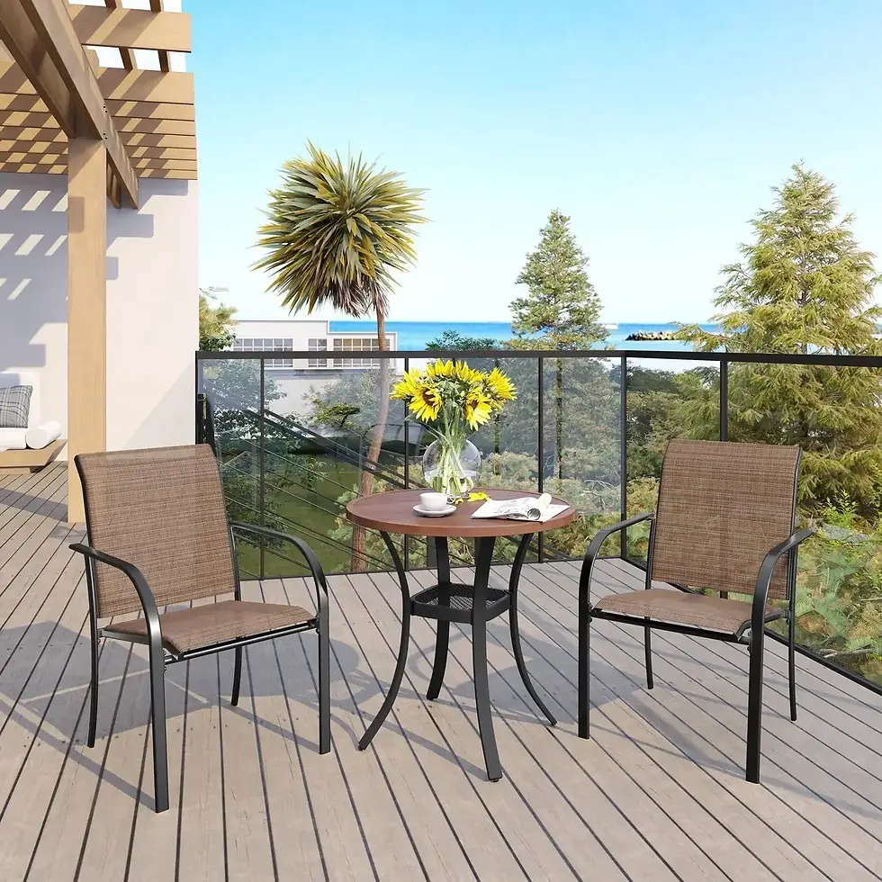 Thumbnail: Patio Dining Set with Square Table & 4 Stackable Chairs–Modern Outdoor Furniture