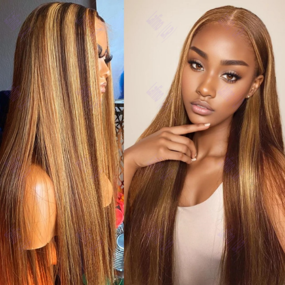 Thumbnail: Blonde Ombre Bone Straight Wig – 13x6 HD Lace Front Brazilian Hair