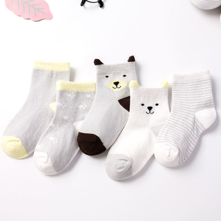 Thumbnail: HiSweetie 5 Pairs Cartoon Baby Socks – Soft Cotton Knit Cat & Animal Design