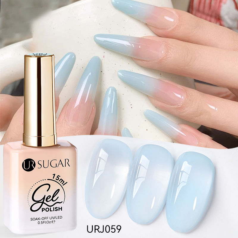 Thumbnail: 15ml Jelly Milky White Nail Gel Polish Translucent Semi Permanent UV