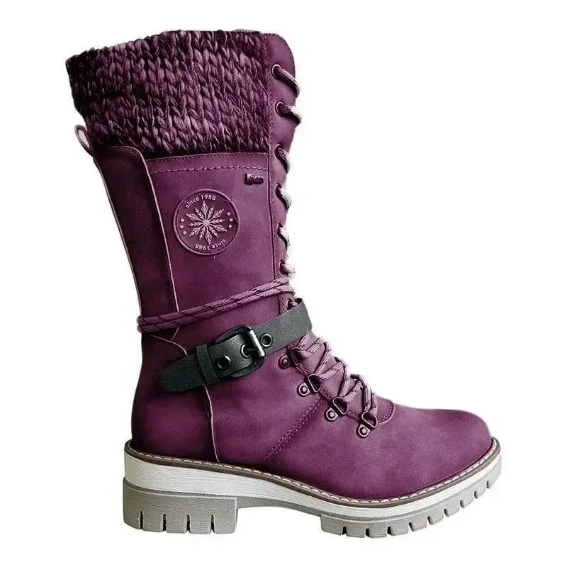 Thumbnail: Womens Plus Size Mid Calf Snow Boots with Plush Lining for Autumn and Winter
