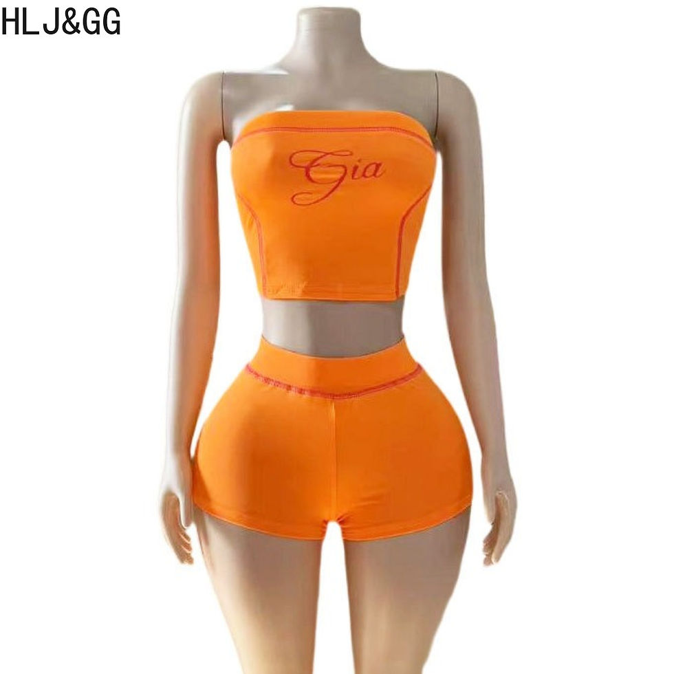 Thumbnail: Sexy Letter Print Two Piece Sets Women Off Shoulder Backless Crop Top