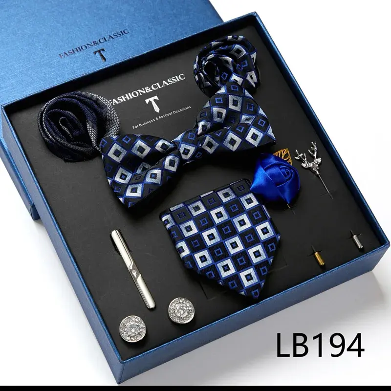 Thumbnail: Men’s Formal Suit Accessory Set – Tie, Bow Tie, Scarf & Brooch