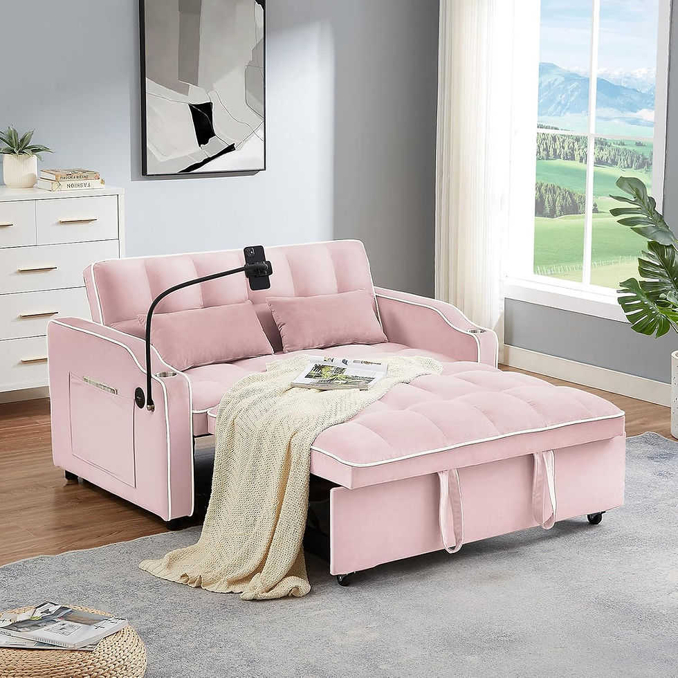 Thumbnail: 3-in-1 Convertible Velvet Sofa Bed with Pull-Out Sleeper Loveseat