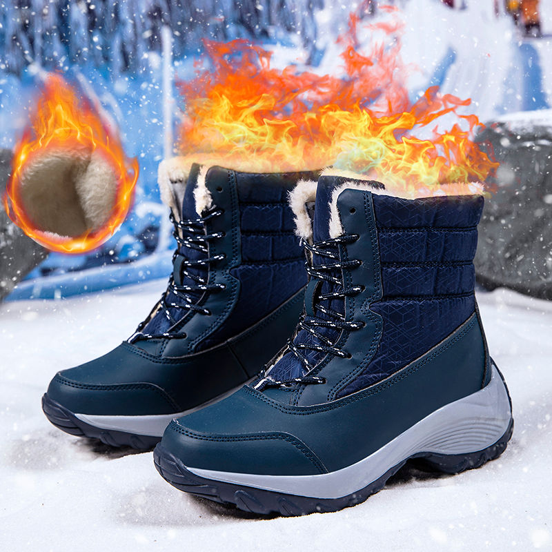 Thumbnail: Womens Waterproof Lace Up Snow Boots with Warm Lining for Winter Outdoor Wear