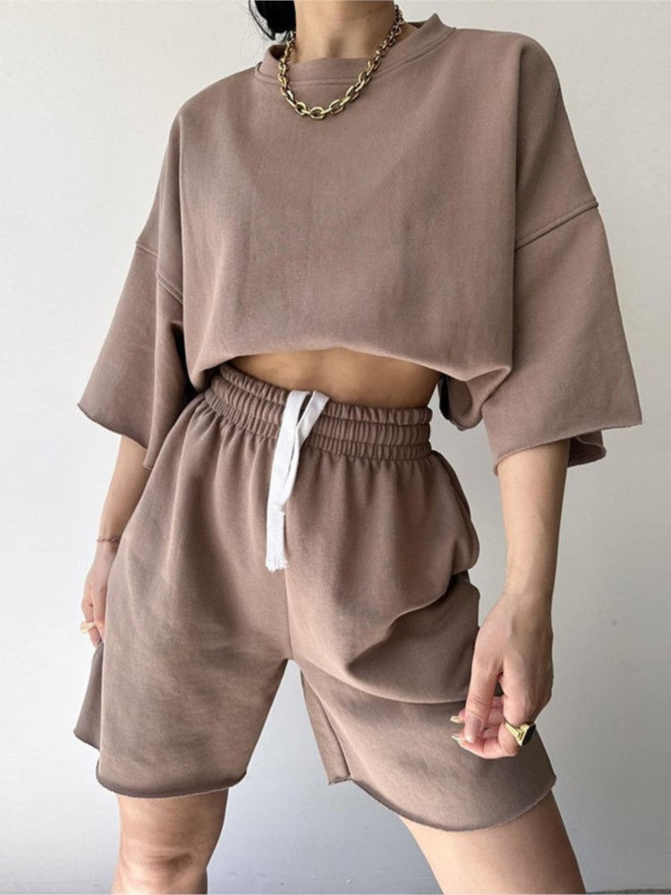 Thumbnail: Women's Summer Solid Two-Piece Set