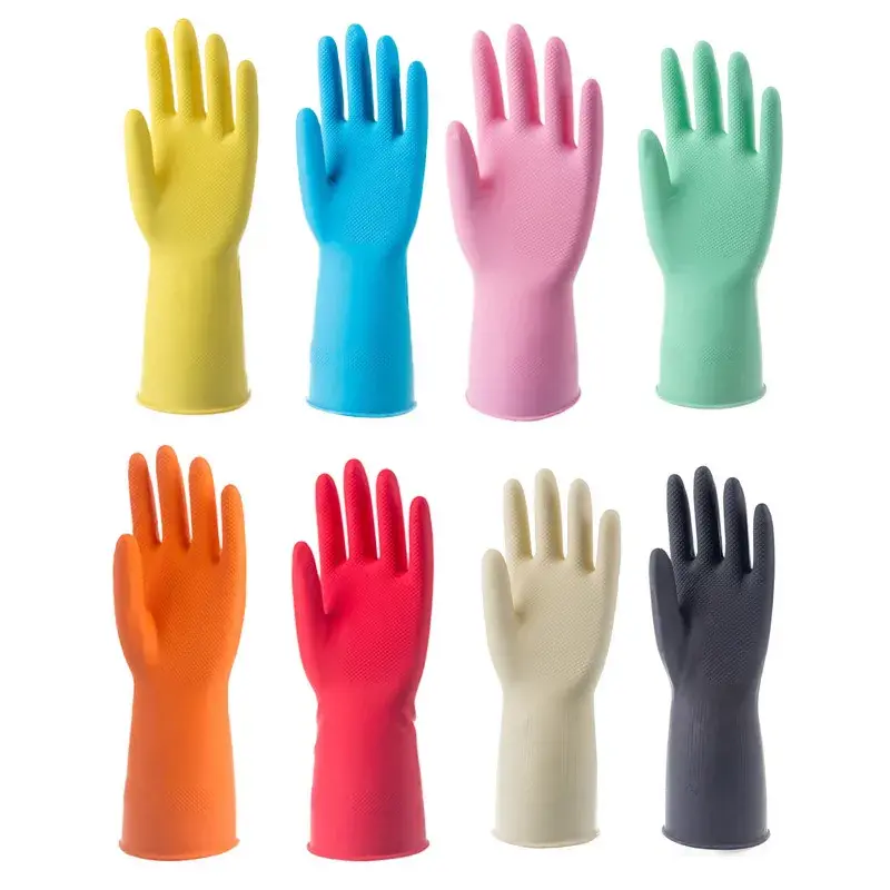 Thumbnail: Female Waterproof Rubber Latex Dishwashing Gloves–Durable Kitchen Cleaning Glove