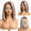 Thumbnail: Light Brown Mixed Blonde Straight Bob Wig 13x4 Lace Human Hair