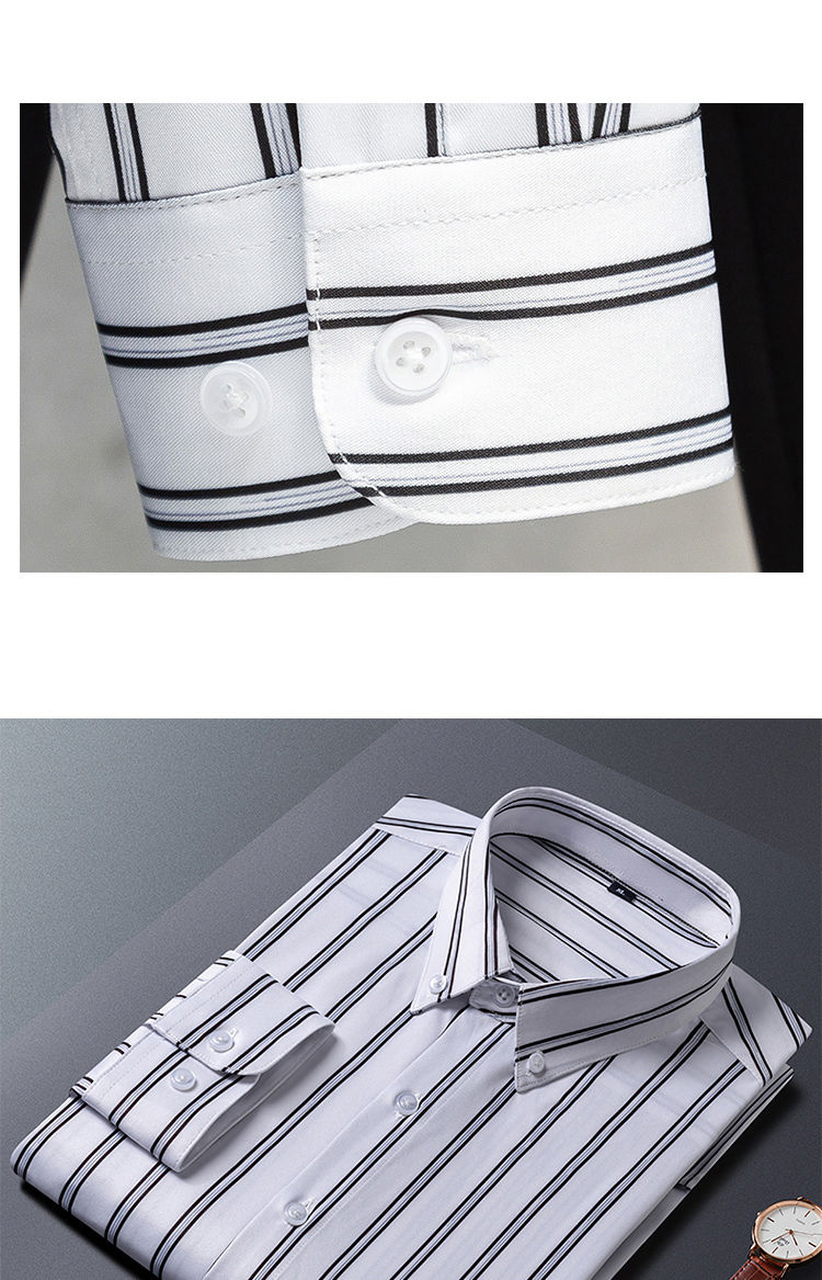Thumbnail: Men's Slim Fit Long Sleeve Shirt – Spandex Blend Stripe