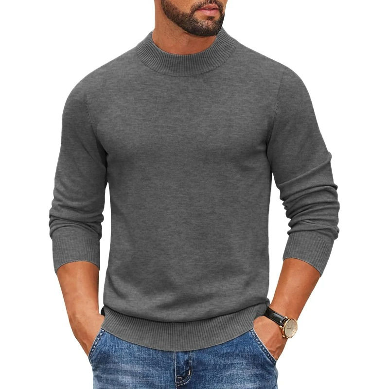 Thumbnail: Men’s Mock Neck Knit Pullover Sweater
