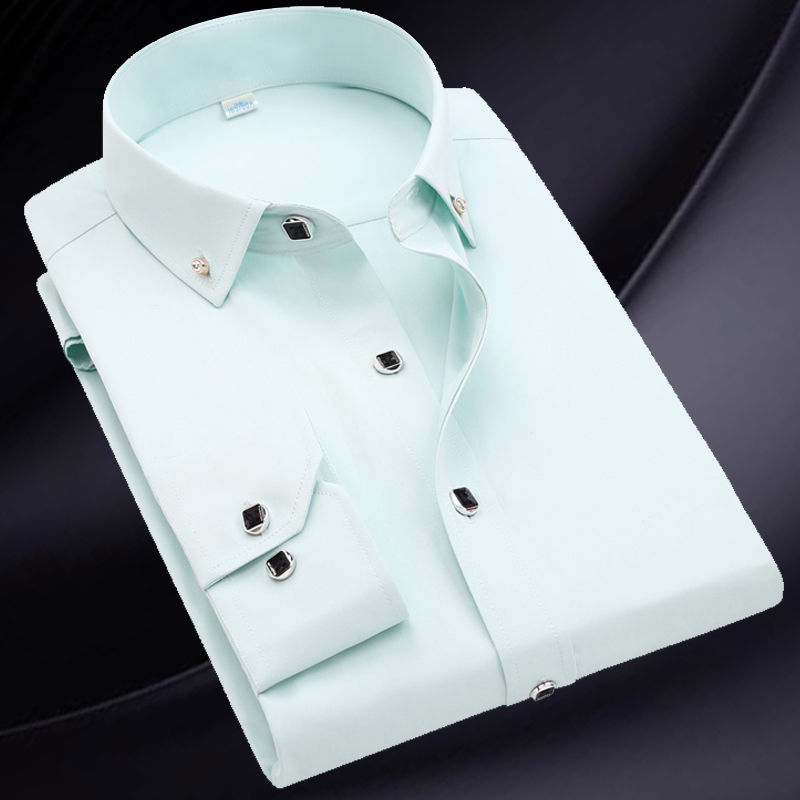 Thumbnail: Men's Button-Down Dress Shirt – Smart Casual Long Sleeve Cotton Shirt