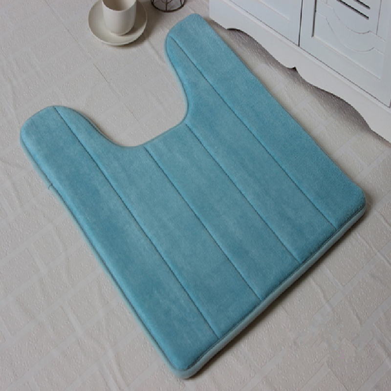 Thumbnail: U-Shaped Coral Fleece Toilet Mat – Water Absorbent Non-Slip Foam Bathroom Rug