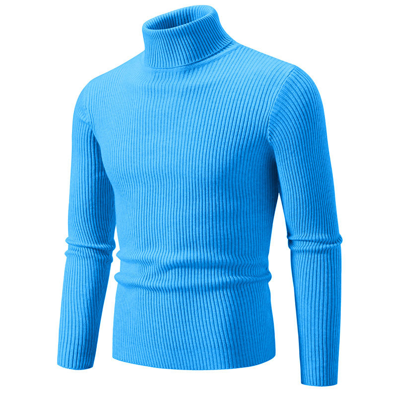 Thumbnail: Men’s Solid‑Color Turtleneck Knit Pullover Sweater