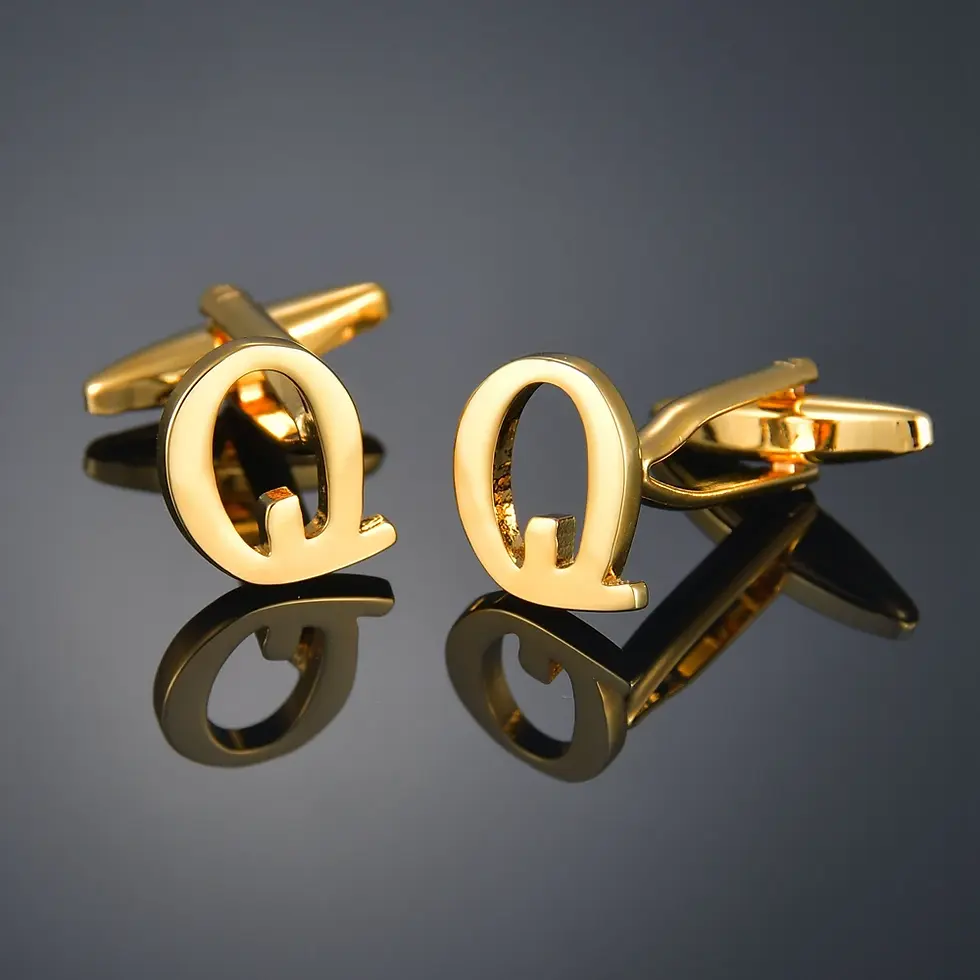 Thumbnail: Gold‑Tone Novelty Letter & Symbol Cufflinks for Men French Cuffs