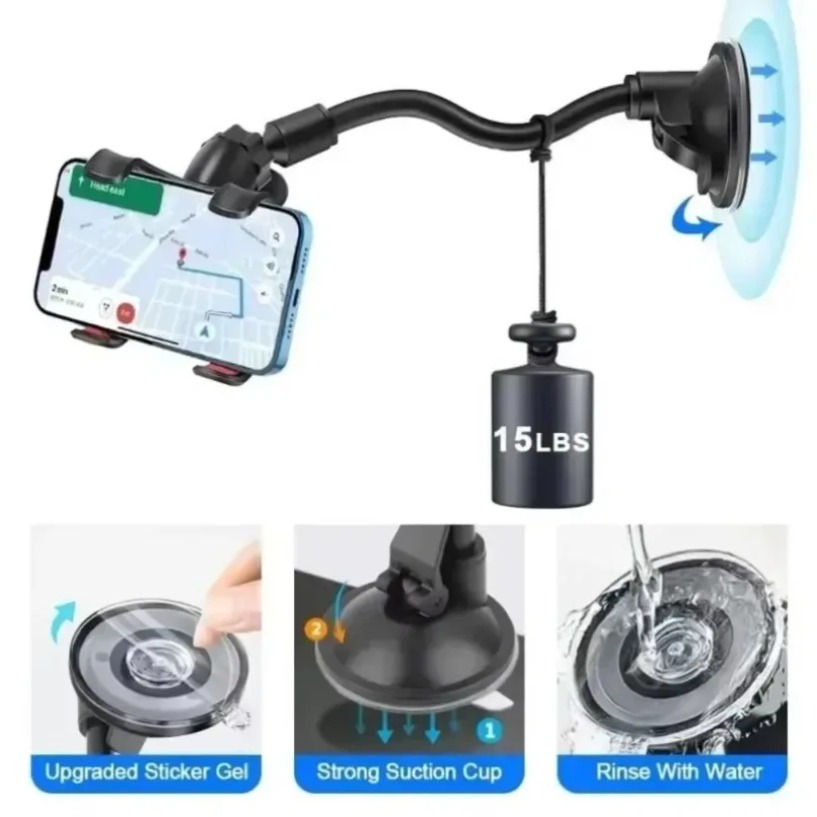Thumbnail: 360° Rotating Car Phone Holder – Universal Dashboard & Windshield Mount