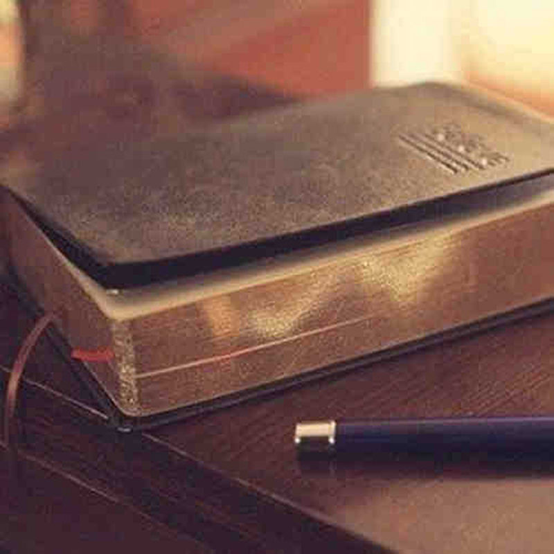 Thumbnail: Vintage Leather Bible Notebook Thick Blank Diary Journal Book