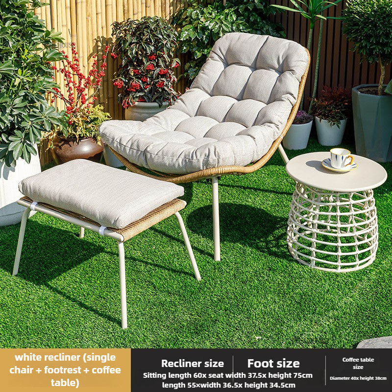 Thumbnail: Balcony Rattan Rocking Chair with Table for Outdoor Leisure