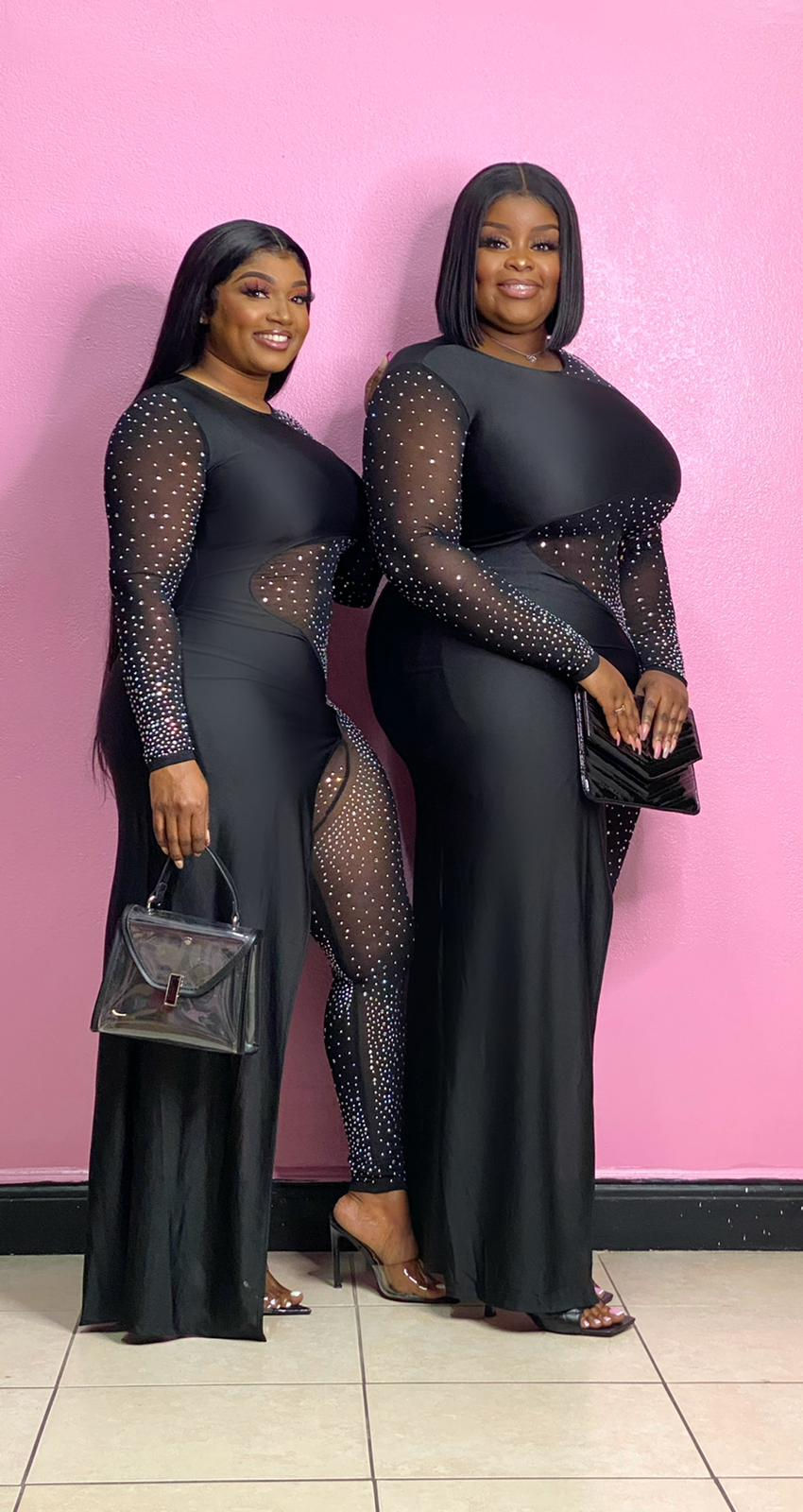 Thumbnail: Plus Size Long Sleeve Beaded O‑Neck Fashion Jumpsuit for Women