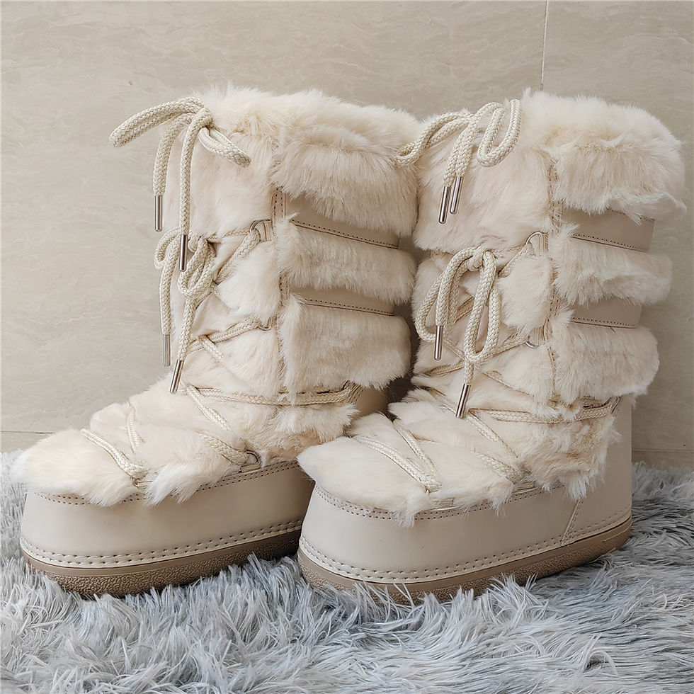 Thumbnail: Women Mid Calf Faux Fur Snow Boots Fluffy Furry Y2K Style