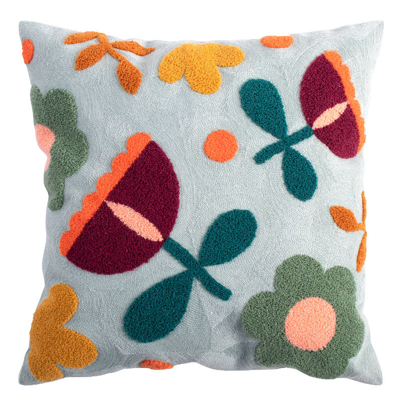 Thumbnail: Colorful Geometric Embroidered Cushion Pillow Cover