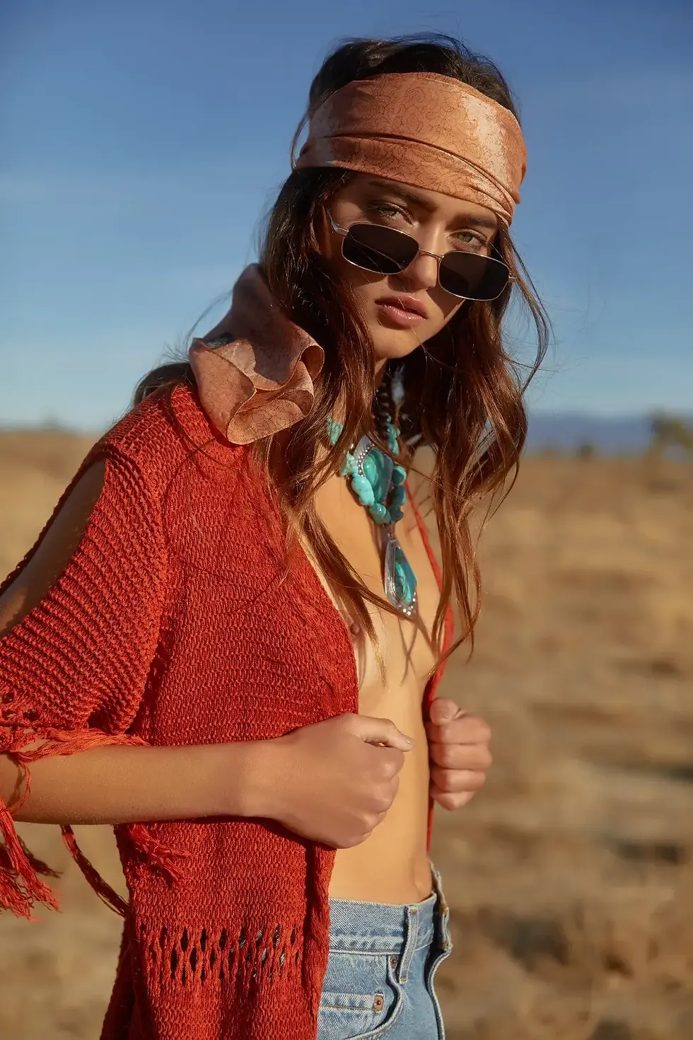 Thumbnail: Knitted See‑Through Maxi Beach Cover Up Dress with Belt