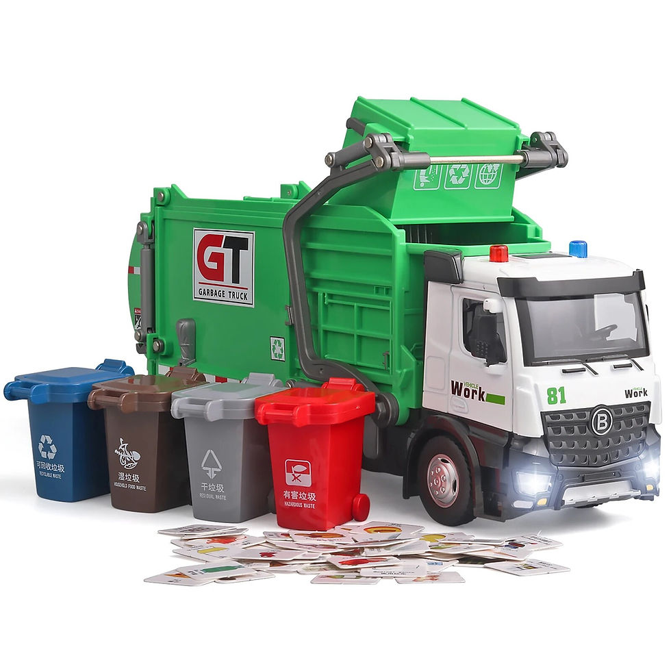 Thumbnail: Garbage Truck Toy – Friction Powered Metal Vehicle for Boys (1:22 Scale)