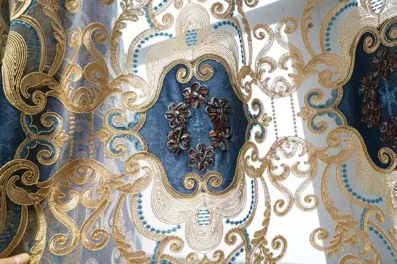 Thumbnail: Europe Luxury Embroidery Chenille Blackout Curtain for French Windows