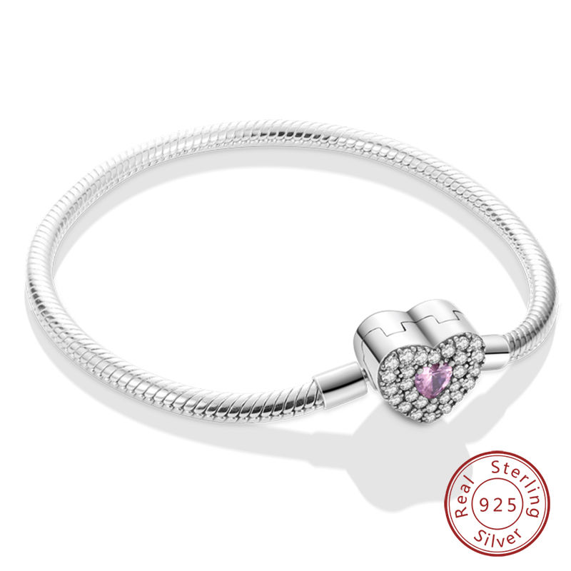 Thumbnail: Elegant Silver Heart and Star Bracelet Adjustable 17 to 20CM Stylish Jewelry