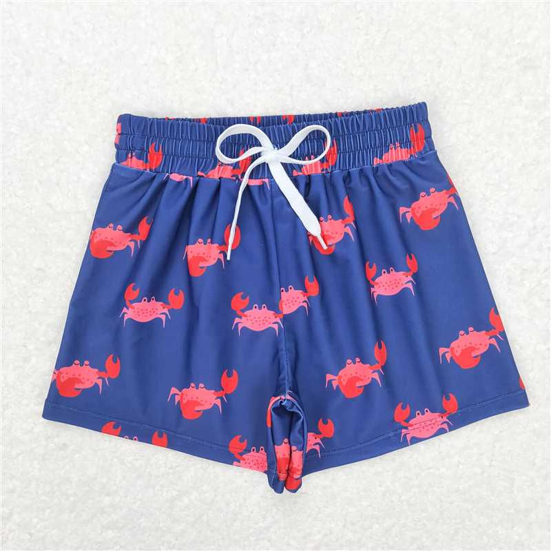Thumbnail: Boys Swimming Trunks – Toddler Fish Print Beach Shorts, Cotton-Spandex Blend