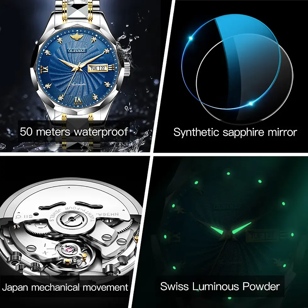 Thumbnail: Automatic Mechanical Watch for Men – Stainless Steel, Formal Luxury Design