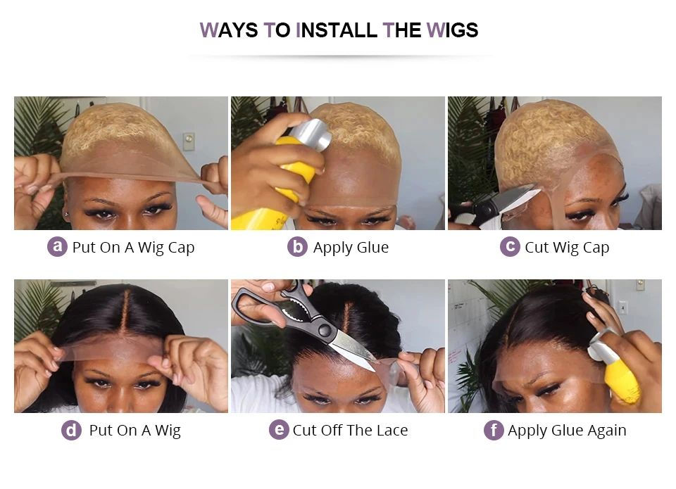 Thumbnail: Ombre Blonde Straight Bob Wig Lace Front Human Hair – 4-16 Inch