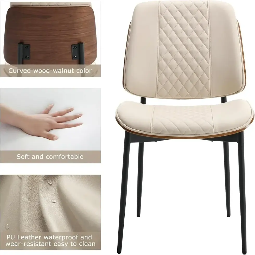 Thumbnail: PU Leather Dining Chairs Set of 6, Armless Walnut Style
