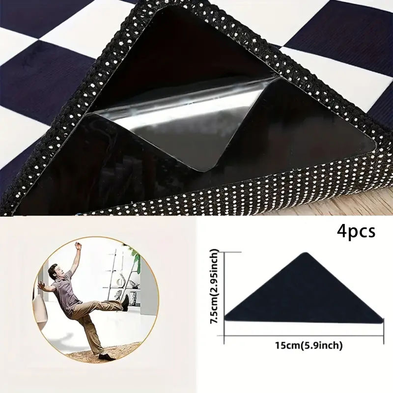 Thumbnail: Anti-Slip Rubber Carpet Fixing Pads – 4-Piece Set, Multi-Shaped