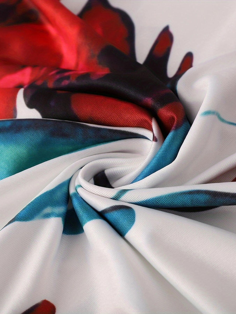 Thumbnail: Flower Print Color Matching Short Sleeve Dress