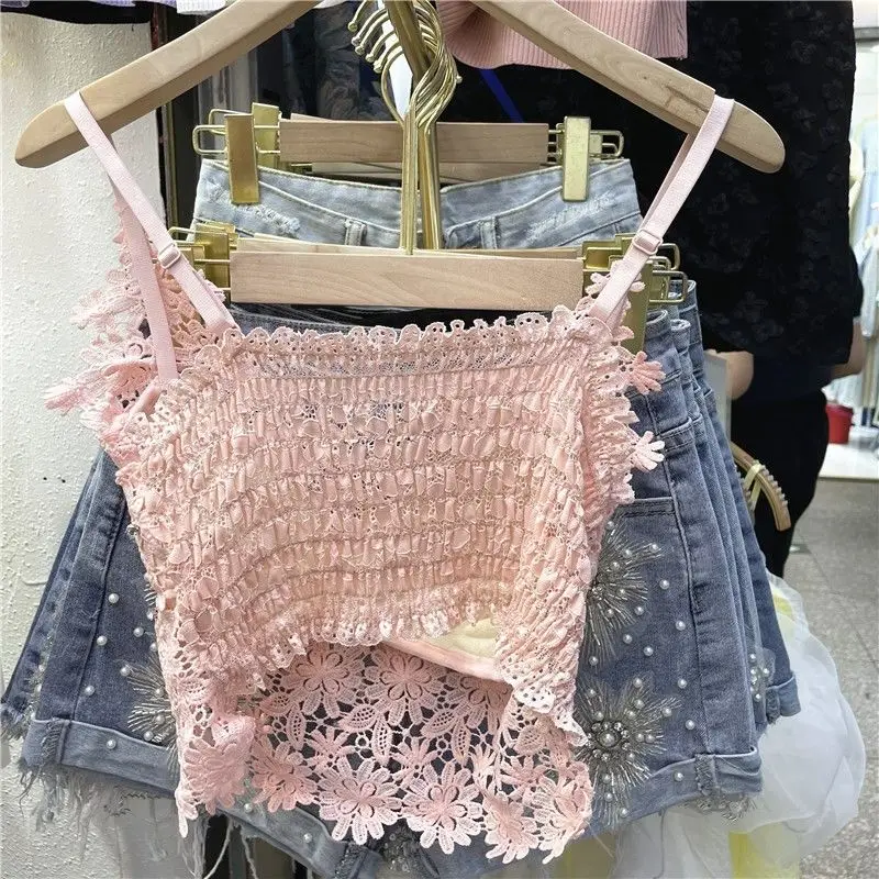 Thumbnail: Beaded Lace Butterfly Crop Top – Sleeveless Y2K Tank with Heavy Embellishment