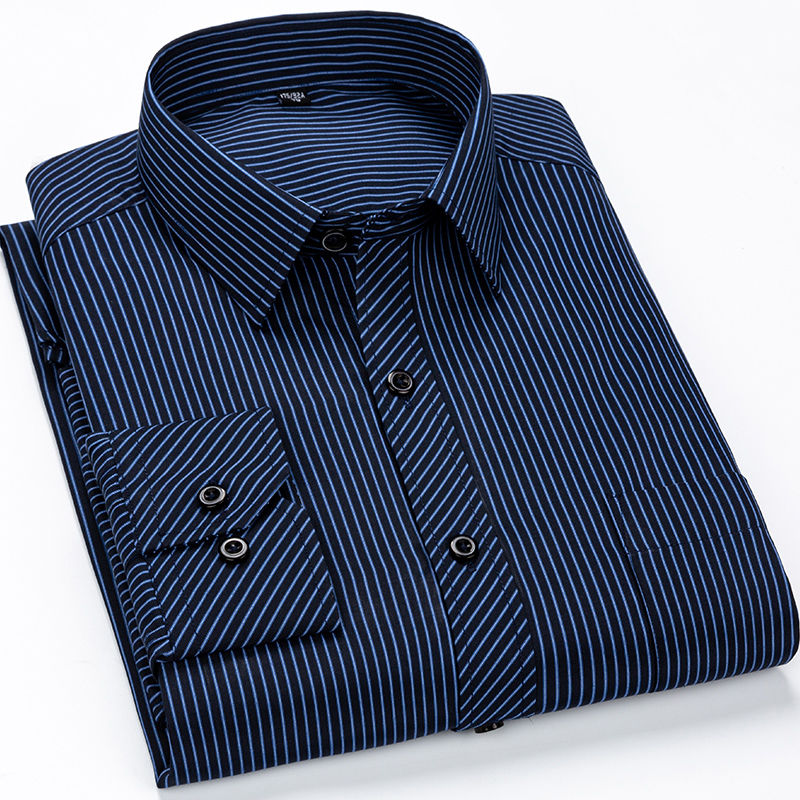 Thumbnail: Plus Size Men’s Slim Fit Business Shirt – Long Sleeve Casual Dress Shirt