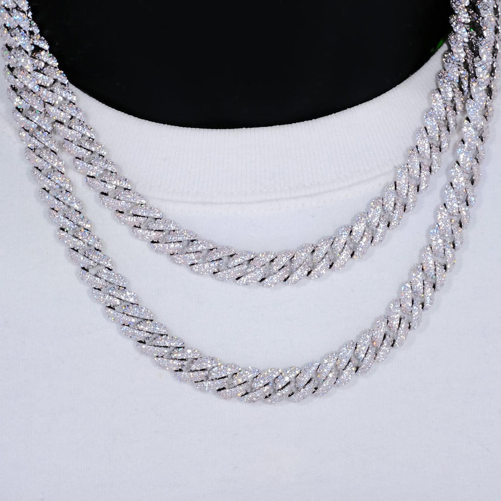Thumbnail: 10mm White Gold or 18K Gold Plated Diamond Cuban Link Chain Necklace