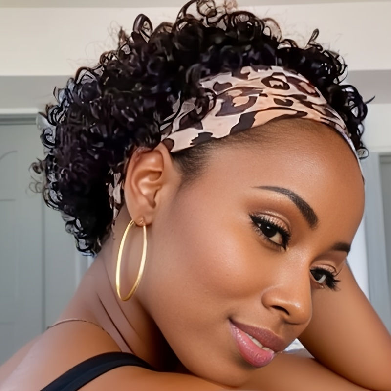Thumbnail: Headband Jerry Curly Human Hair Wig – Short Curly Wig for Women