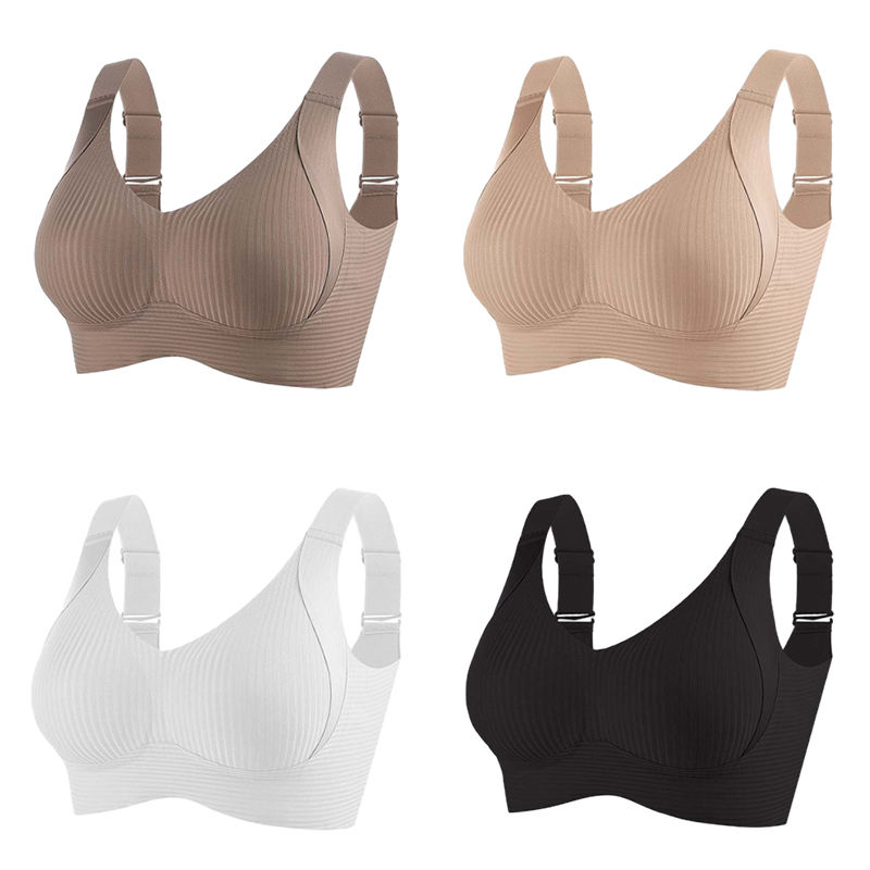 Thumbnail: 4 PCS Seamless Wireless Push Up Bras for Women Comfortable Large Size Fit