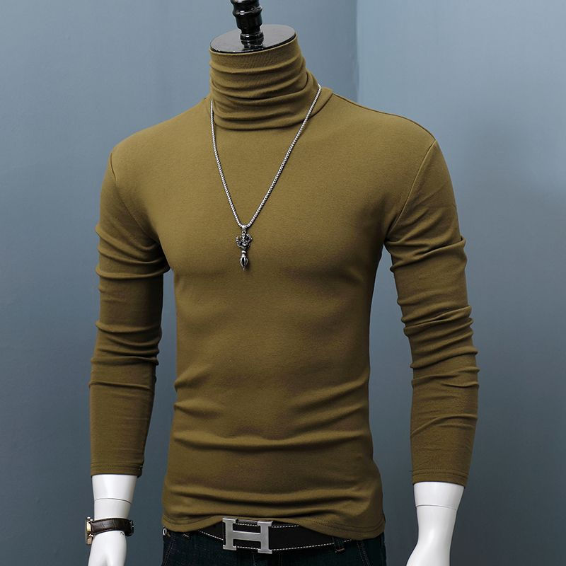 Thumbnail: Men's Dark Red Turtleneck Long Sleeve Stretch Tee