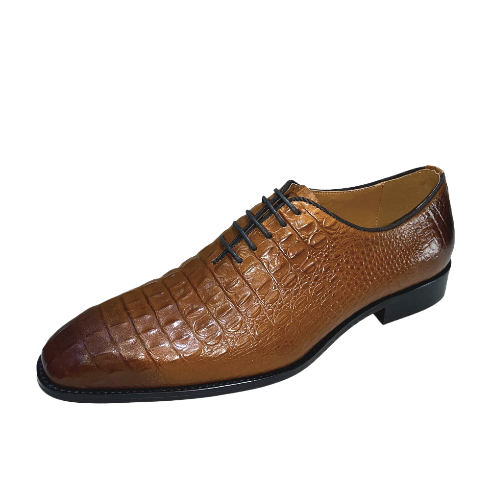 Double Buckle Monk Strap Mens Dress Shoes Genuine Leather Classic Crocodile Look